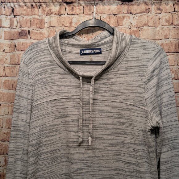 Ink Love and Peace Gray/White heathered Drawstring Knit Top Sweatshirt Size Lar - Picture 3 of 12